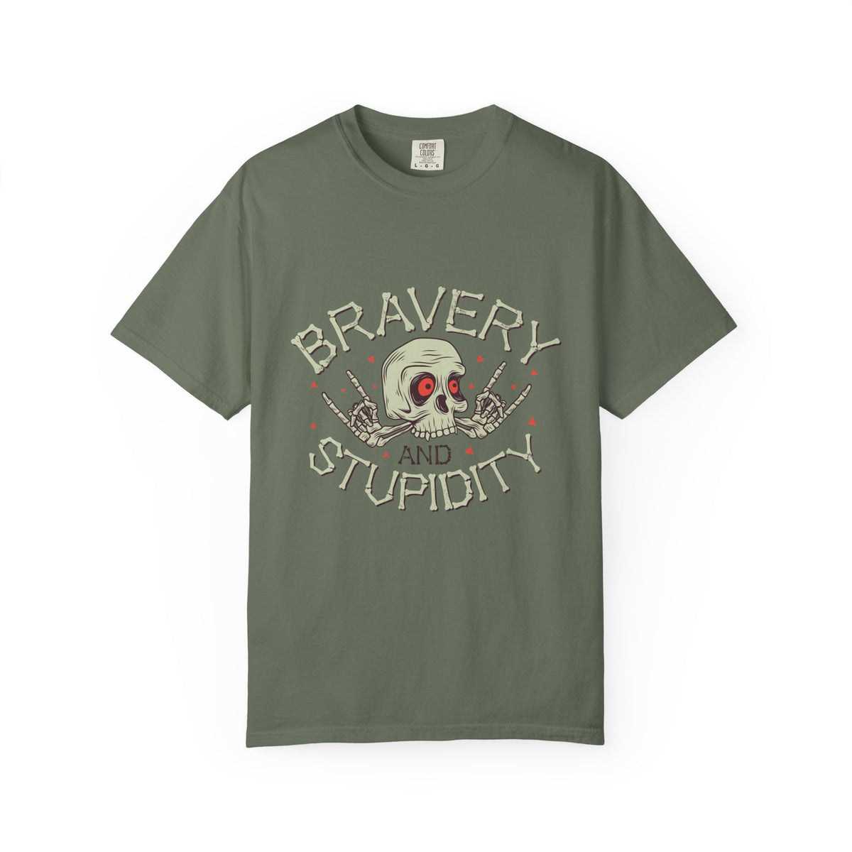 Funny Skull Shirt - Bravery Stupidity Tee - Cool Graphic