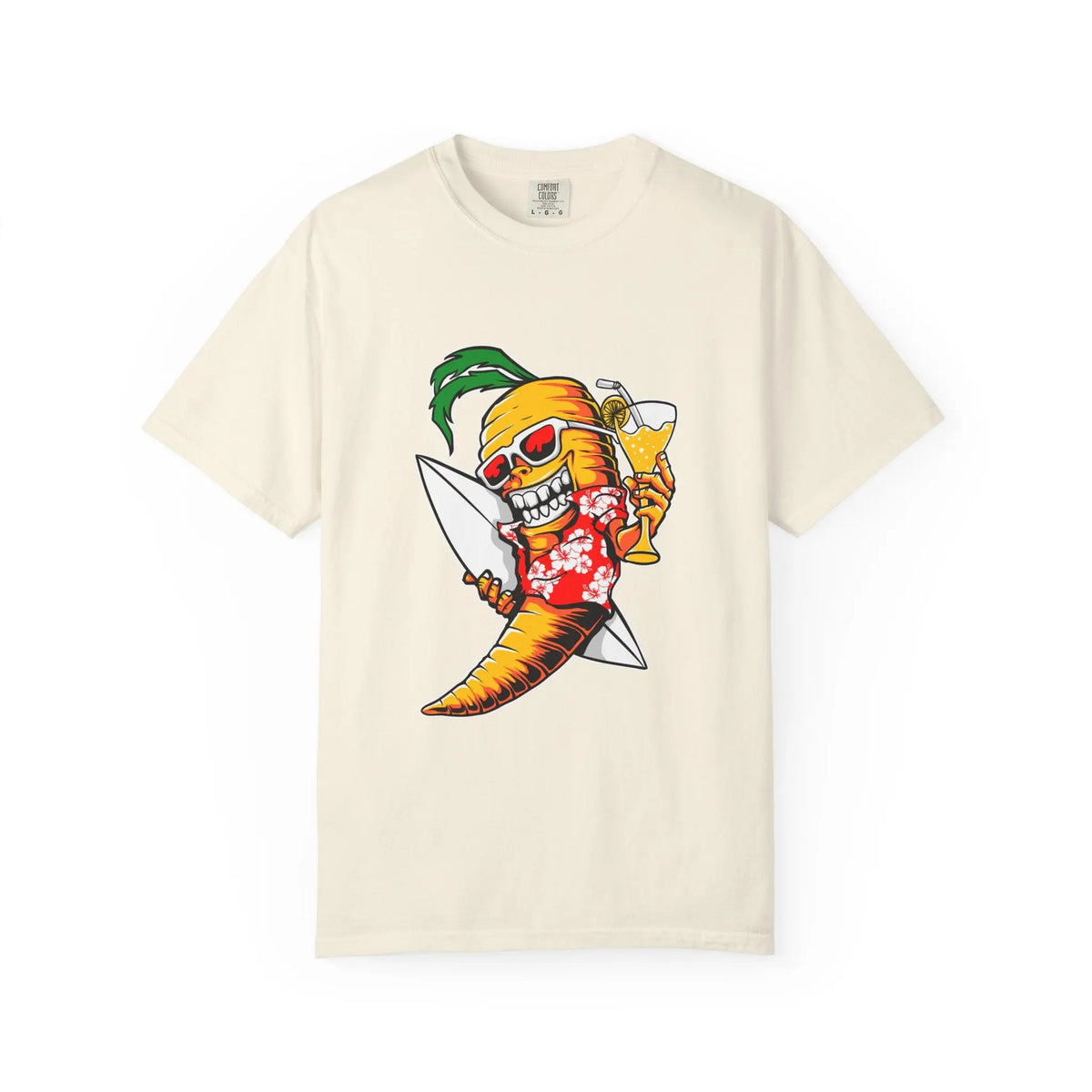 Surfing Carrot With a Drink Graphic Awesome T-Shirt - Sinful Threads