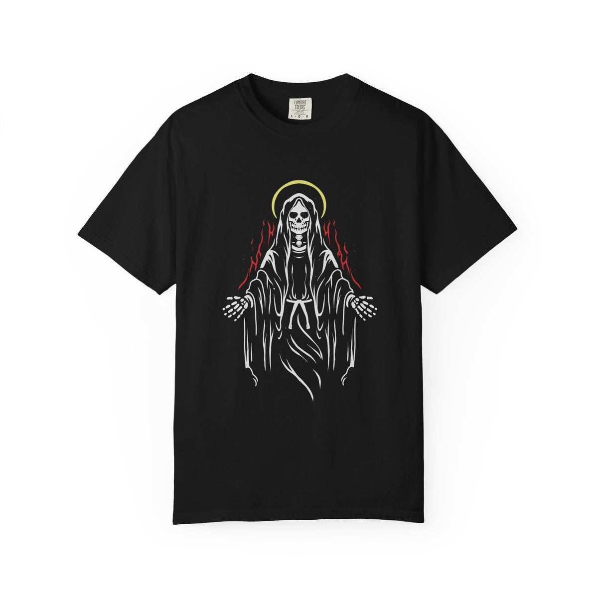 Angel of Death with Flames Unique Trendy Graphic T-Shirt - Sinful Threads