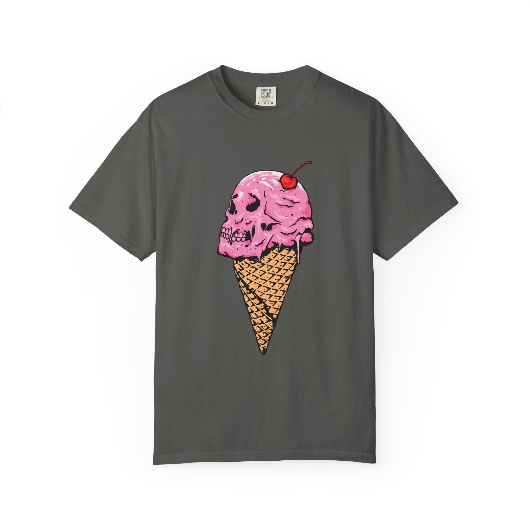 Skull Ice Cream Art With Cherry On Top Design T-Shirt - Sinful Threads