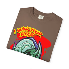 Dracula Cartoon Graphic Tee - I Want Blood Vampire Shirt