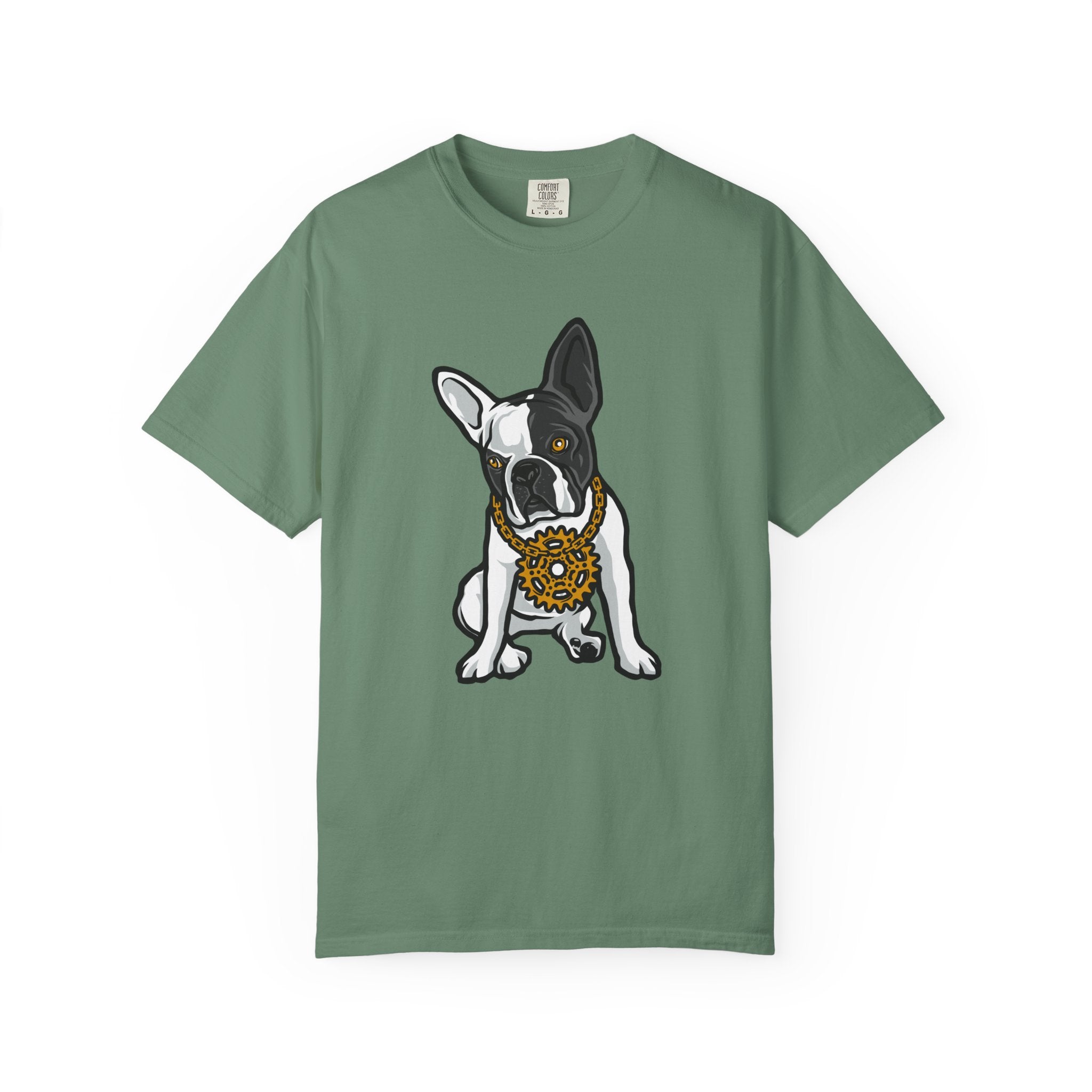 Cartoon French Bulldog with Gear Necklace Cool Dog T-Shirt - Sinful Threads