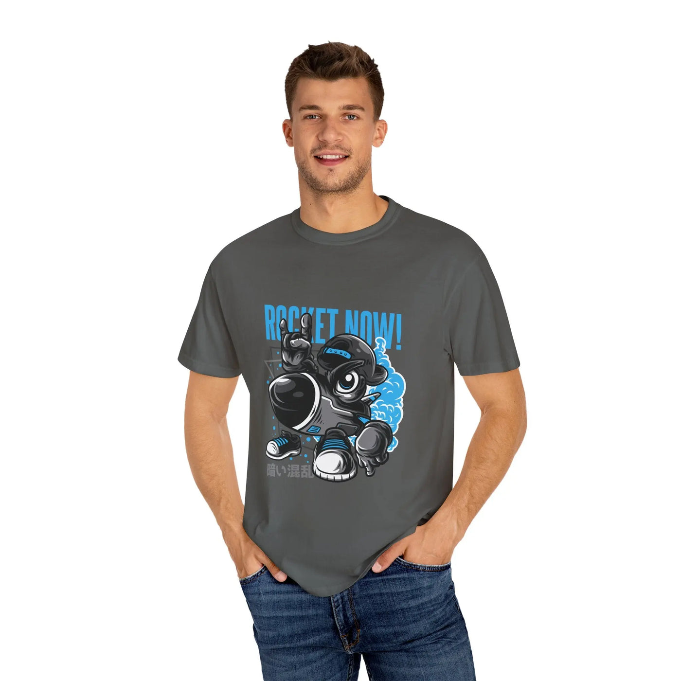 Rocket Now Cartoon Graphic Unisex Relaxed Fit T-Shirt - Sinful Threads