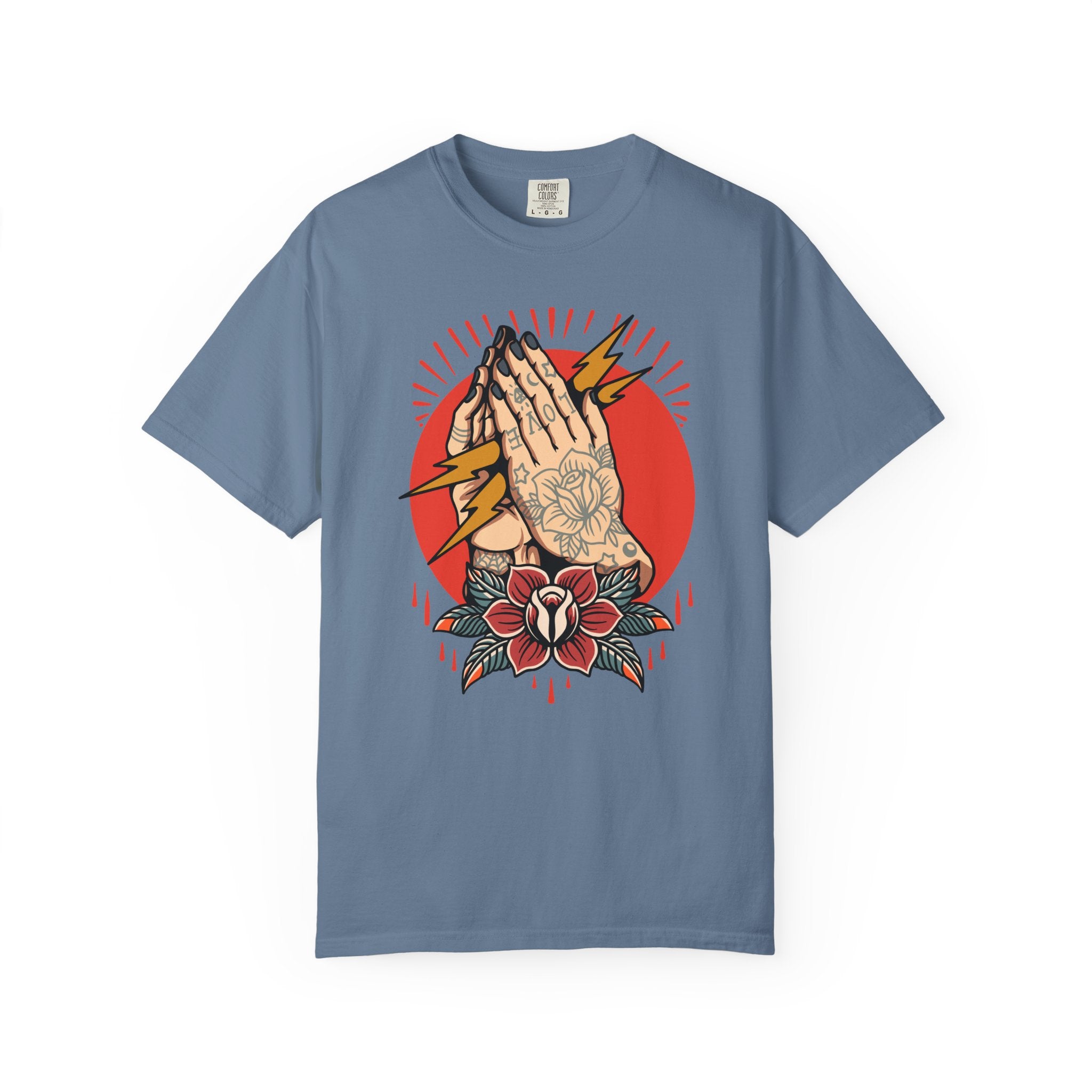 Praying Hands Shirt - Traditional Flash Art Tee - Tattoo Gift - Sinful Threads