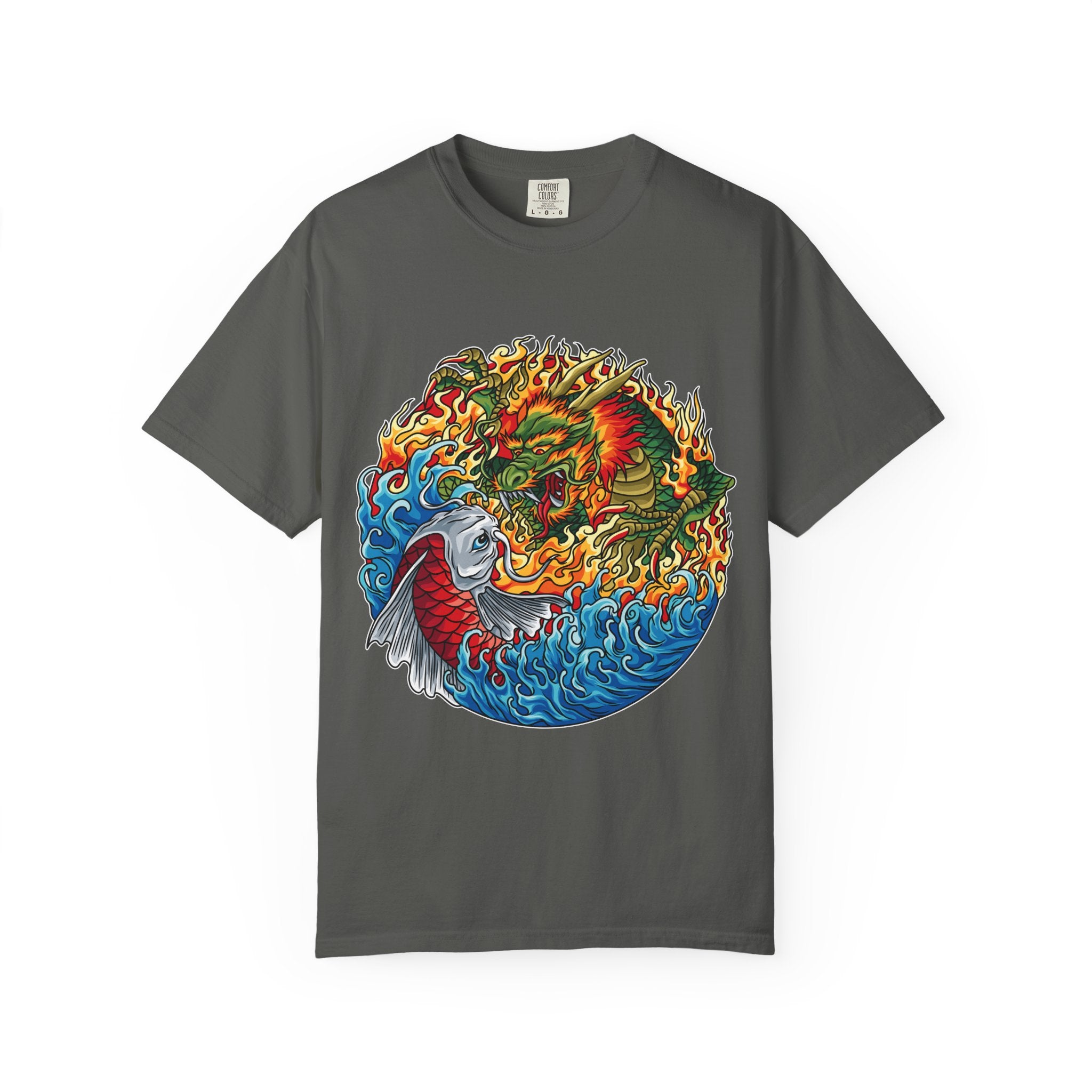 Japanese Dragon Tee - Fire Water Mythical - Koi Art Gift - Sinful Threads