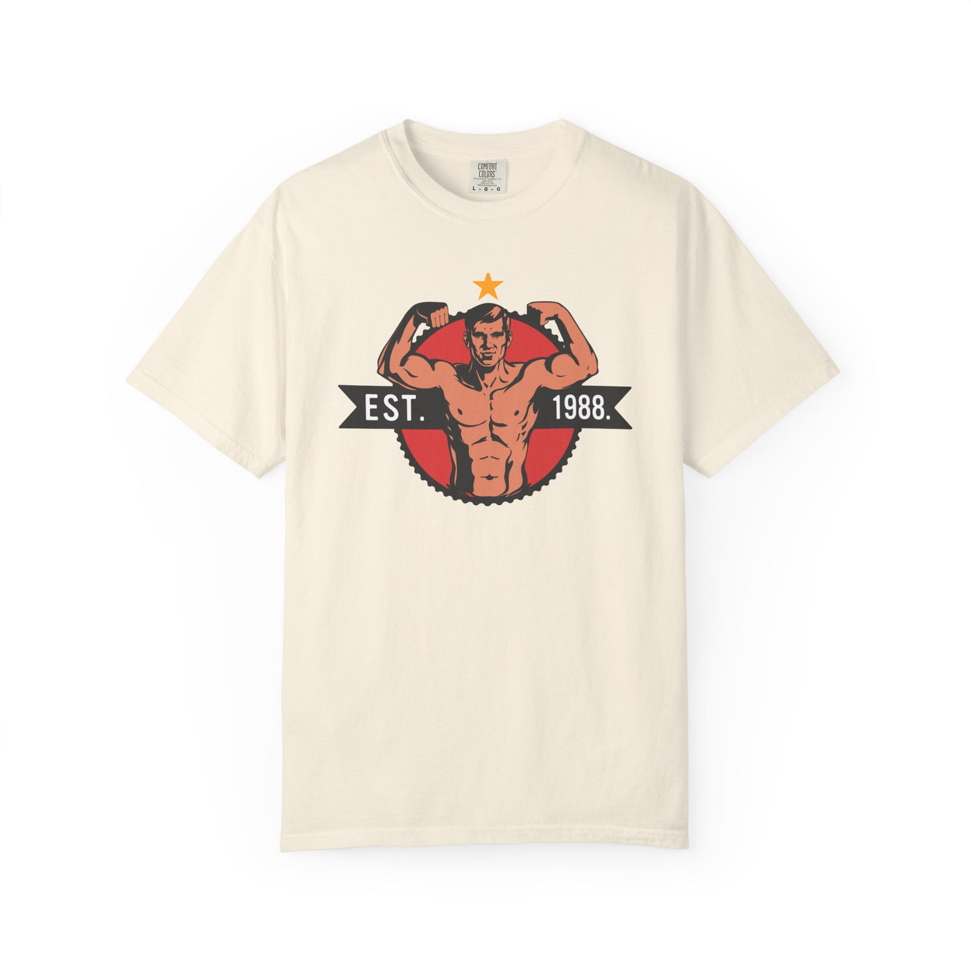 Vintage Bodybuilder Star Emblem Shirt - 1988 Retro Fitness Tee - Sinful Threads