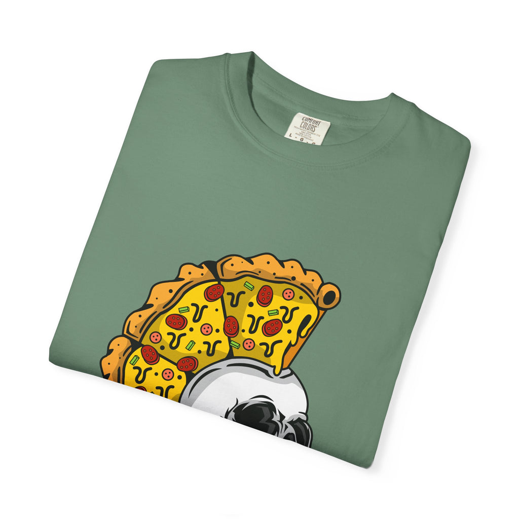 Pizza Mohawk Skull Funny Graphic Unique Design T-Shirt - Sinful Threads
