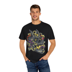 Gothic Mushroom Tee - Horned Skull Deathcore Shirt Gift