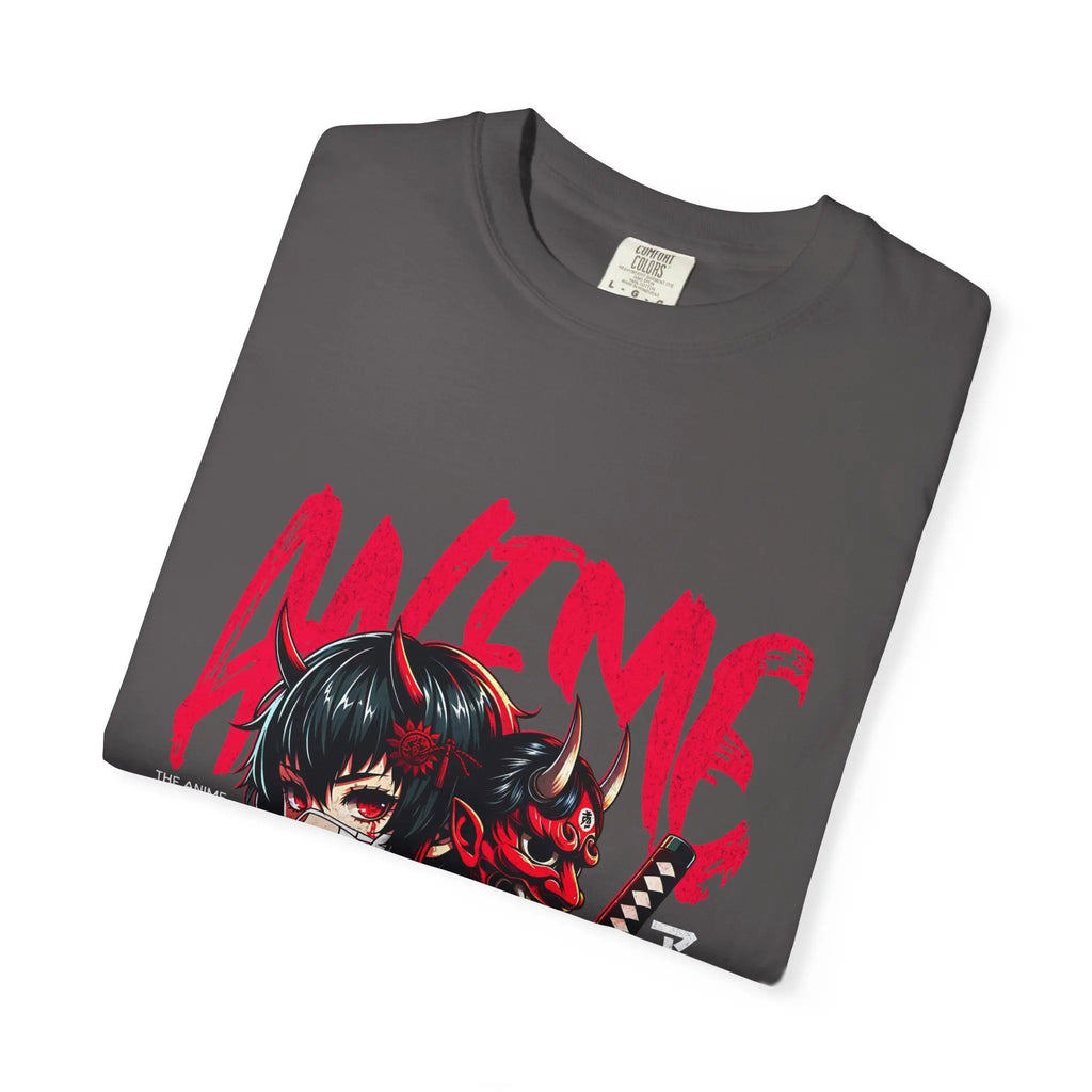 Oni Mask Anime Tee - Katana Demon Girl - Japanese Gift - Sinful Threads