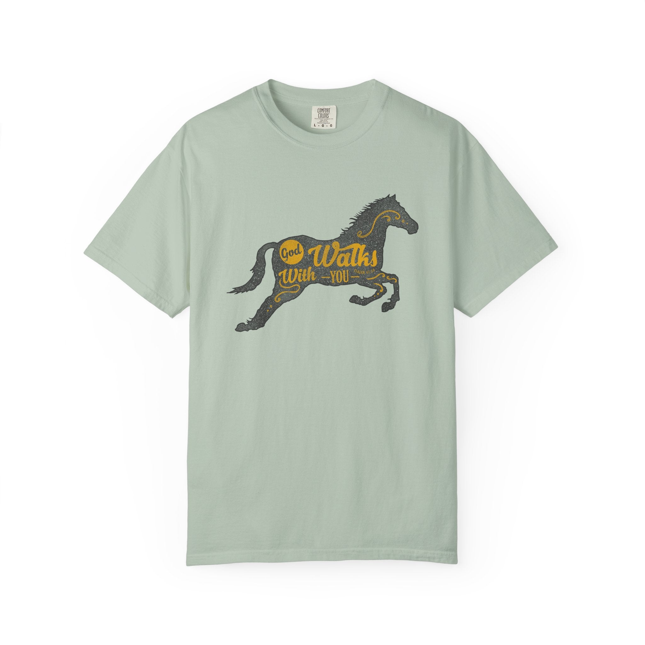 God Walks With You Isaiah 41 10 Religious Horse T-Shirt - Sinful Threads