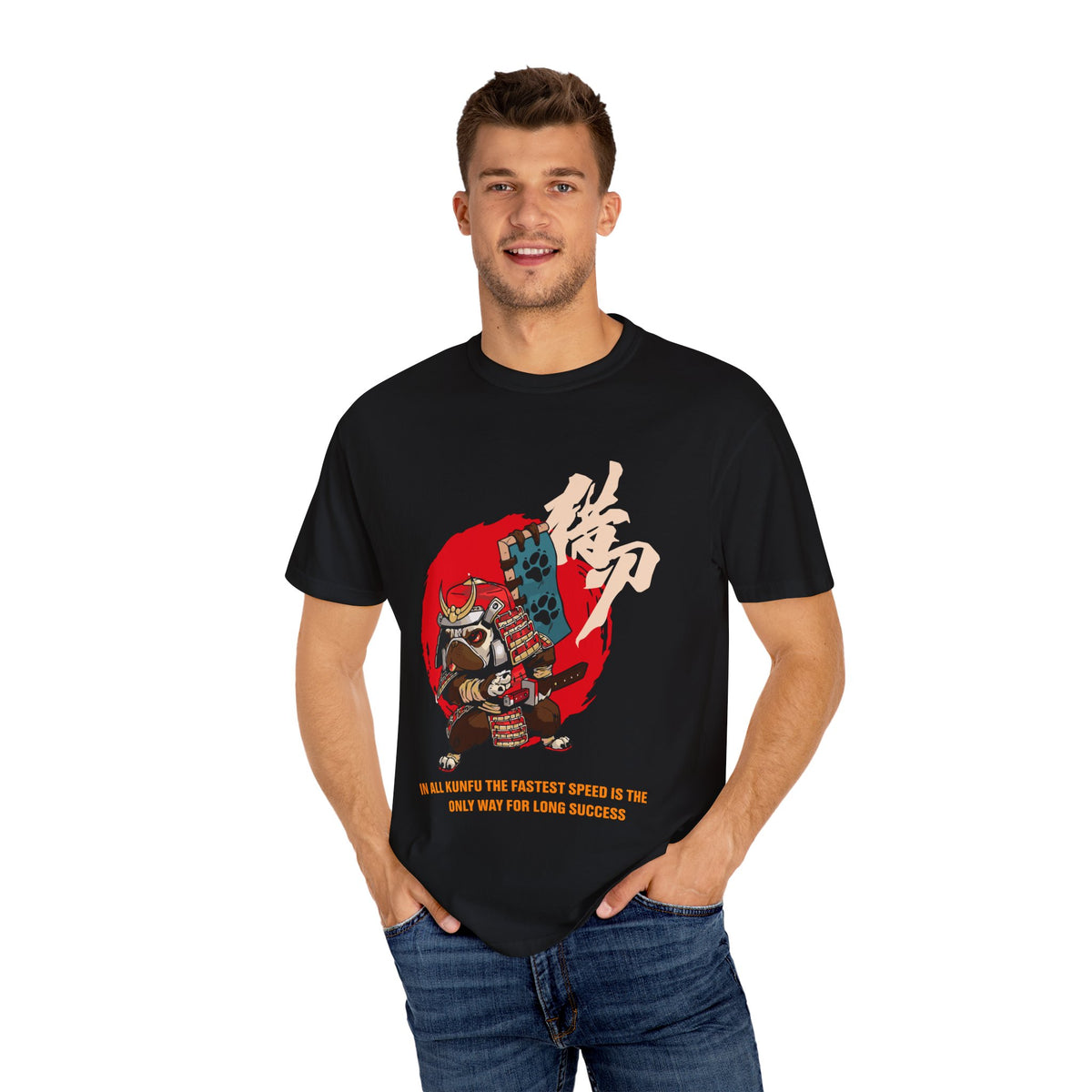Pug Dog Graphic Tee Japanese Samurai Art Gift