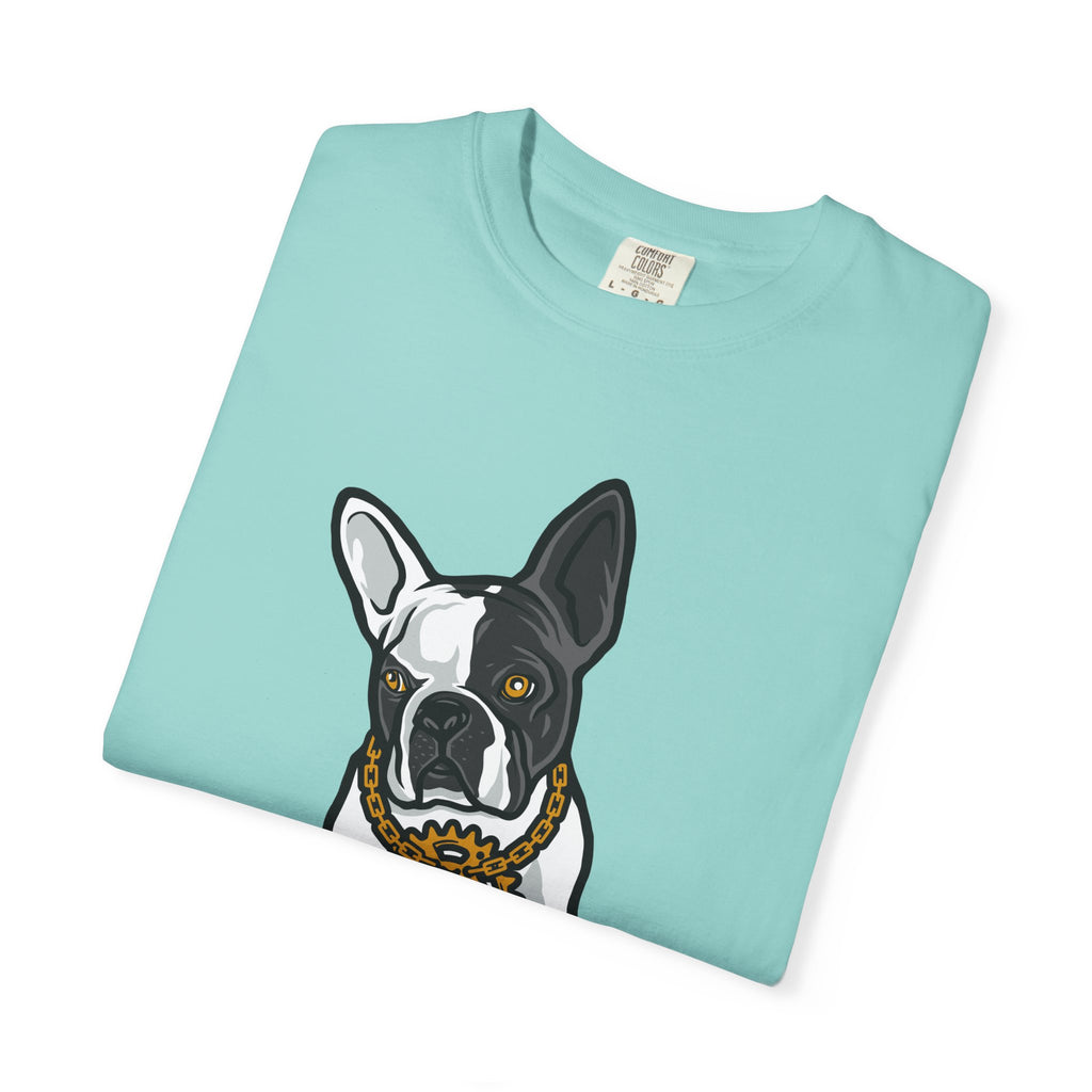 Cartoon French Bulldog with Gear Necklace Cool Dog T-Shirt - Sinful Threads