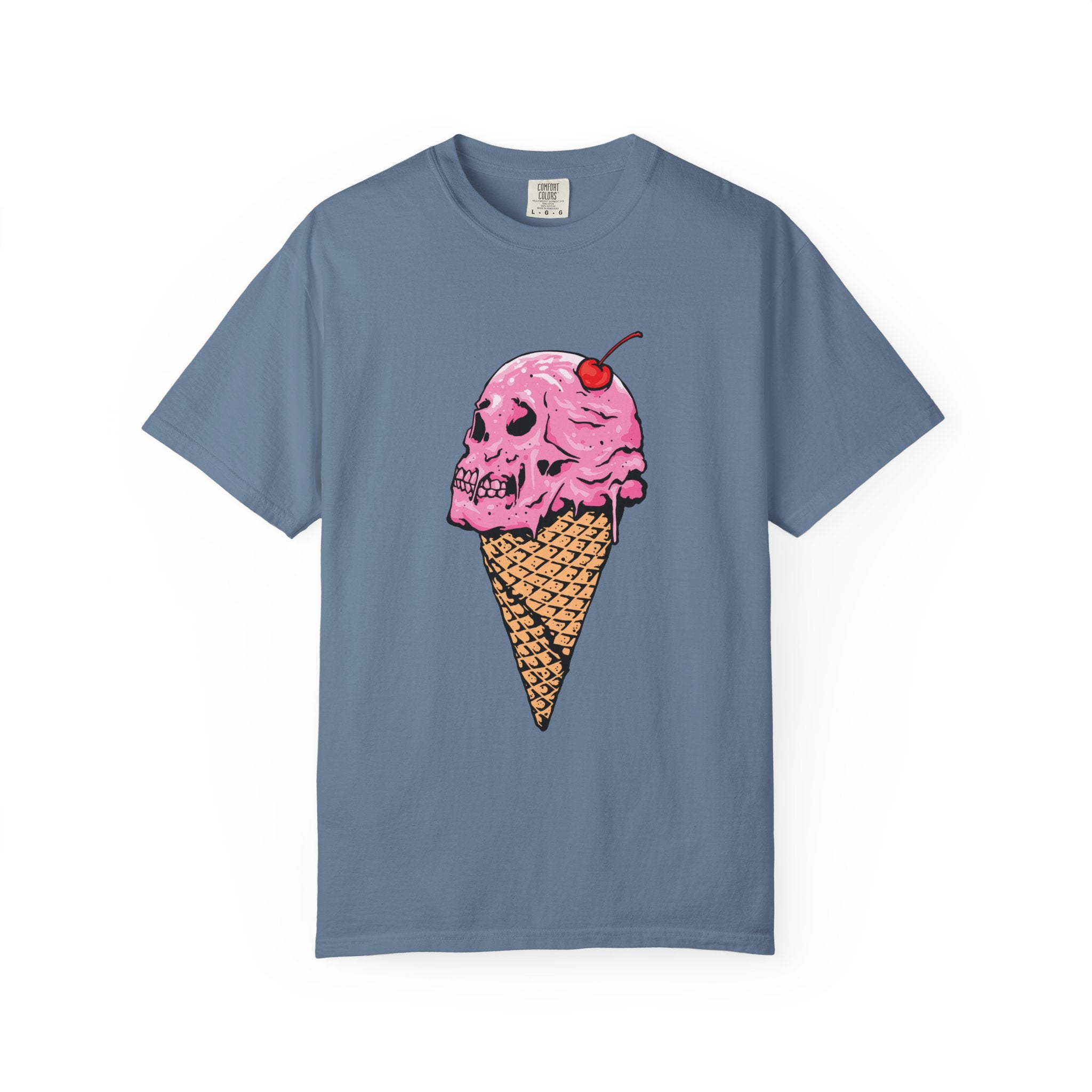 Skull Ice Cream Art With Cherry On Top Design T-Shirt - Sinful Threads
