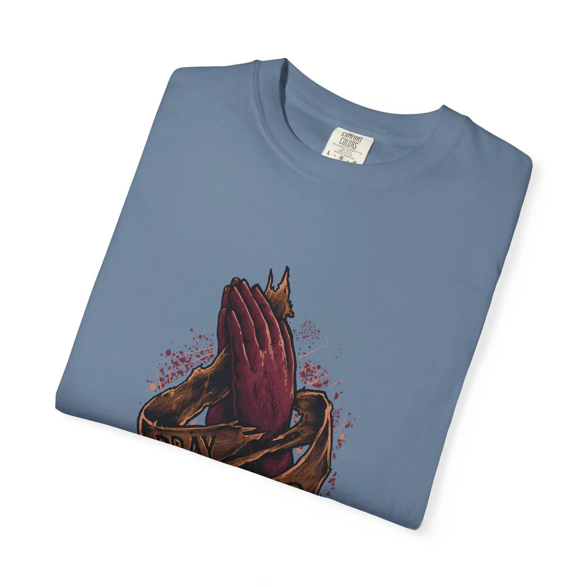 Pray Hard Hands Illustration Graphic Design Art T-Shirt - Sinful Threads