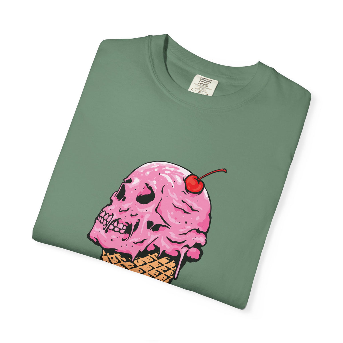 Skull Ice Cream Art With Cherry On Top Design T-Shirt