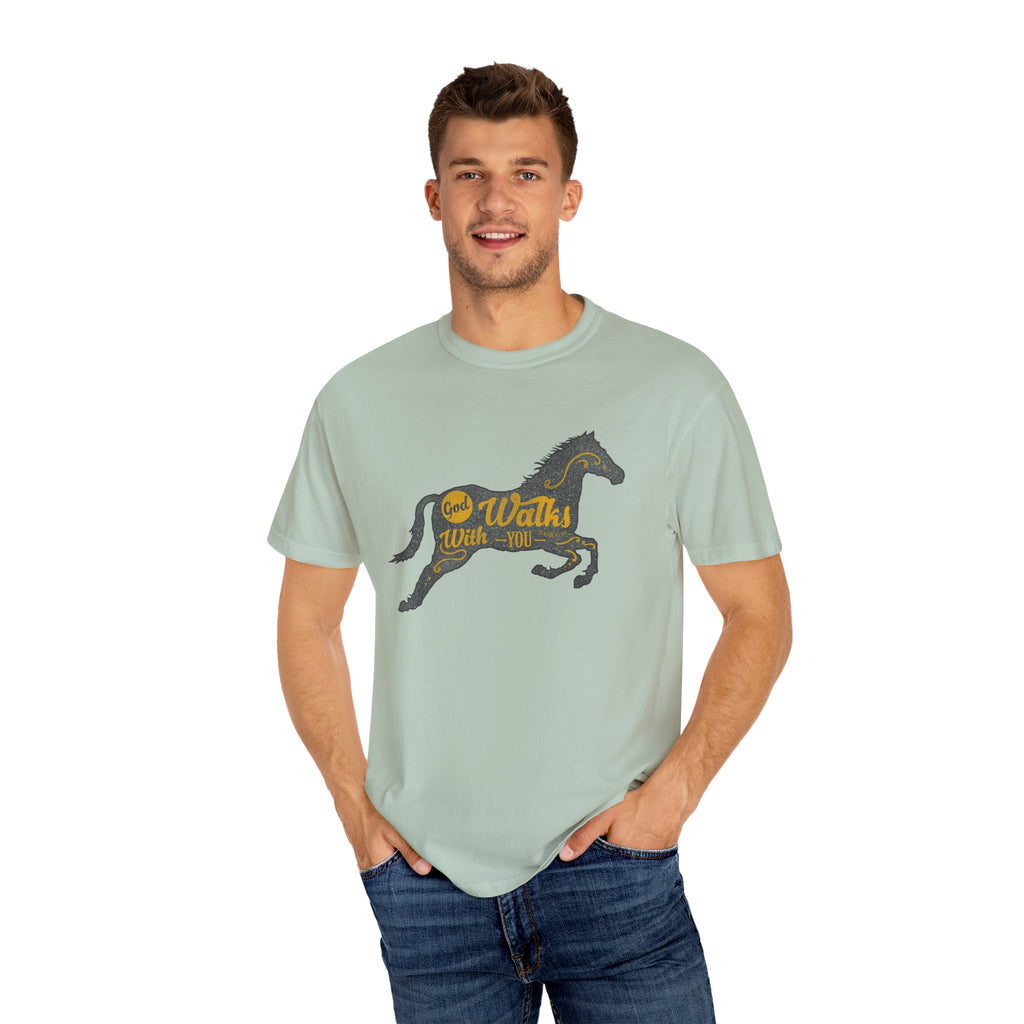 God Walks With You Isaiah 41 10 Religious Horse T-Shirt - Sinful Threads