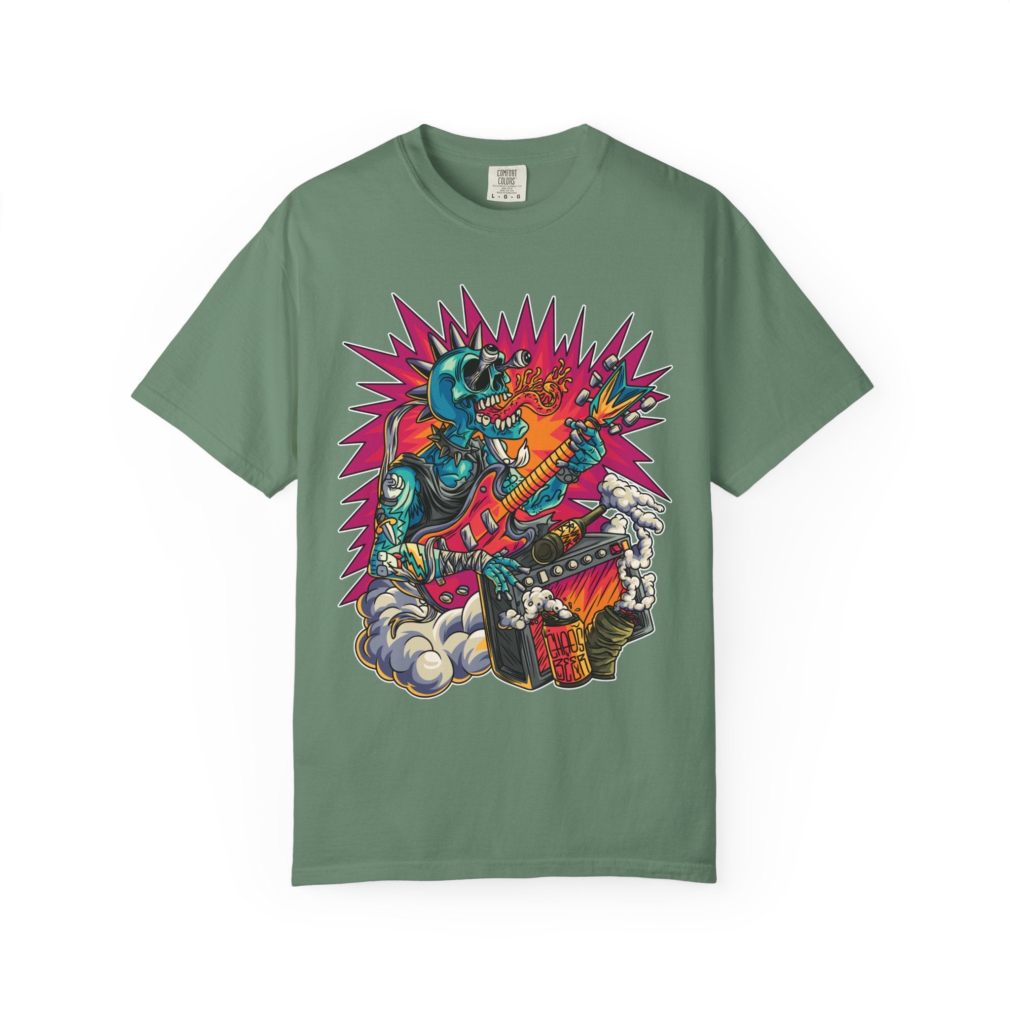 Rock Skull Guitarist Tee – Punk Metal Skeleton Shirt - Sinful Threads