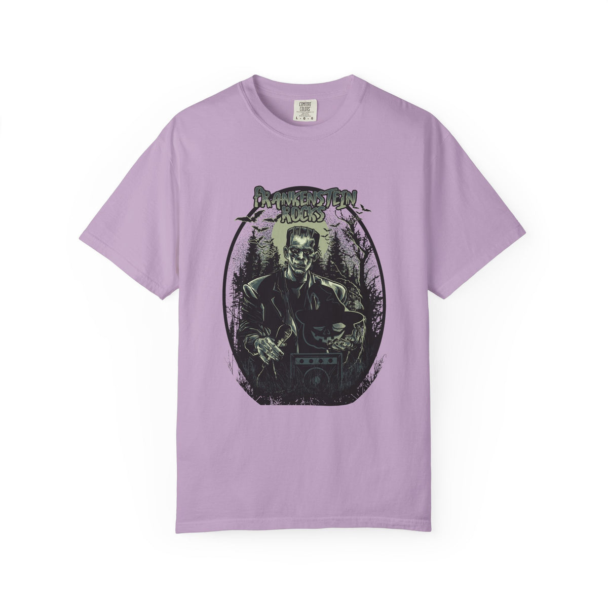 Frankenstein Rocks Halloween Graphic Novelty Design T-Shirt