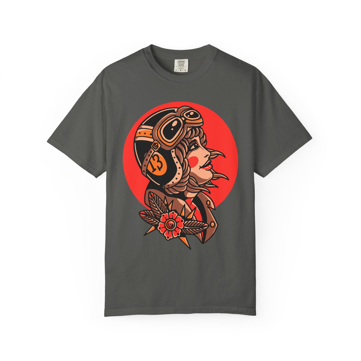 Biker Girl Shirt - Tattoo Flower Tee - Motorcycle Art Gift