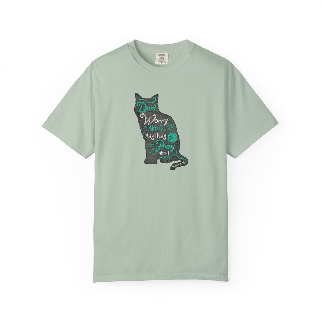 Don't Worry About Anything But Pray Christian Cat T-Shirt - Sinful Threads