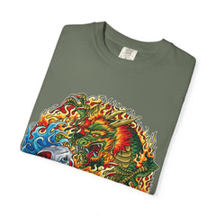 Japanese Dragon Tee - Fire Water Mythical - Koi Art Gift
