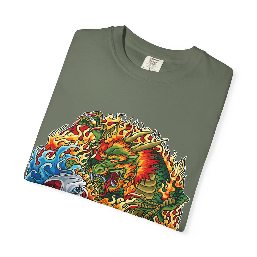 Japanese Dragon Tee - Fire Water Mythical - Koi Art Gift - Sinful Threads