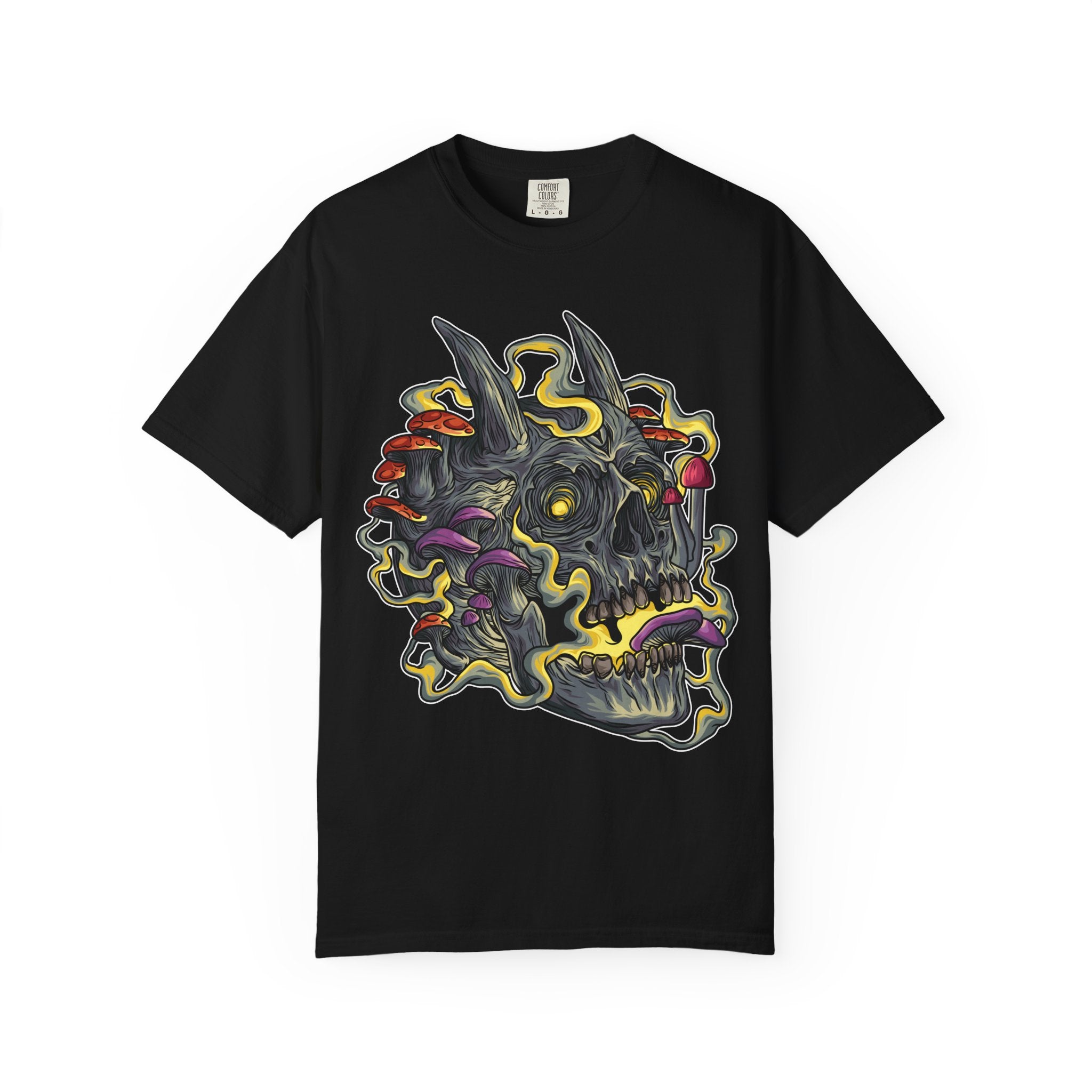 Gothic Mushroom Tee - Horned Skull Deathcore Shirt Gift - Sinful Threads