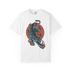 Blue tiger shirt - flame design tee - animal graphic gift