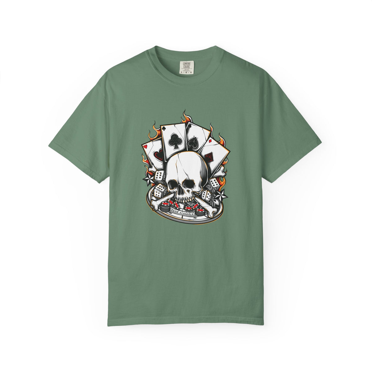 Skull Playing Cards Dice Gambling Casino Design T-Shirt