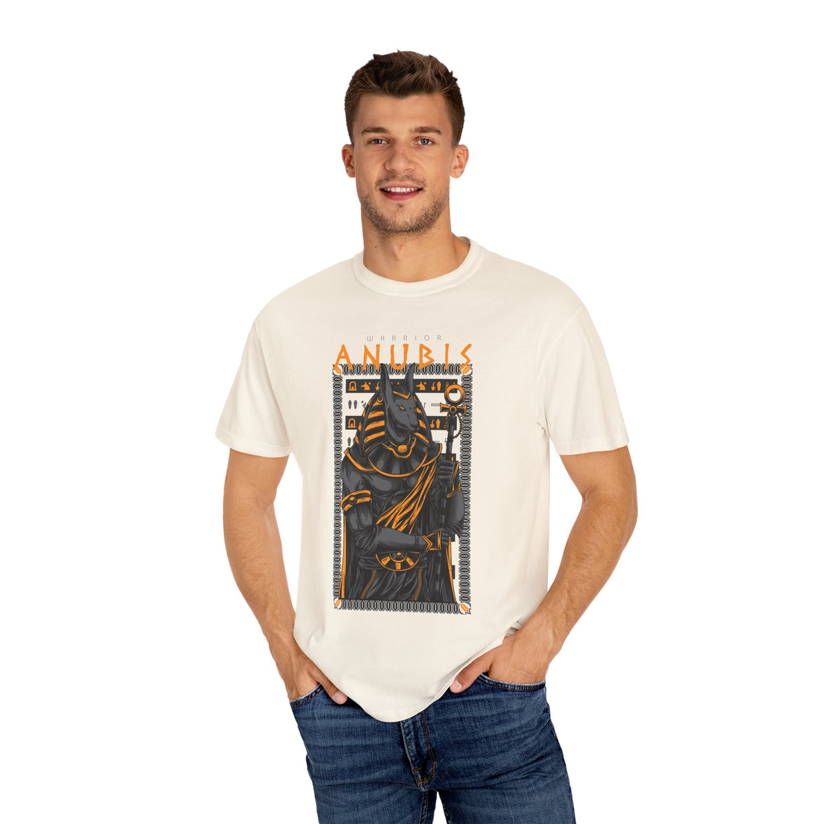 Egyptian Warrior Anubis Graphic Print T-Shirt
