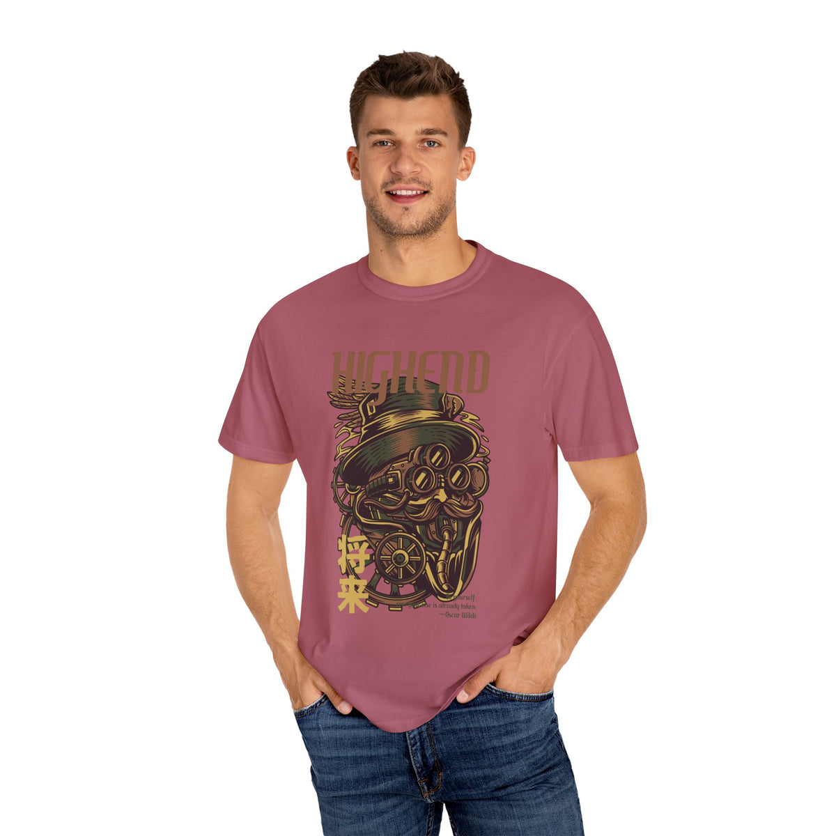 Steampunk Man Future Inspired Cool Graphic Design T-Shirt
