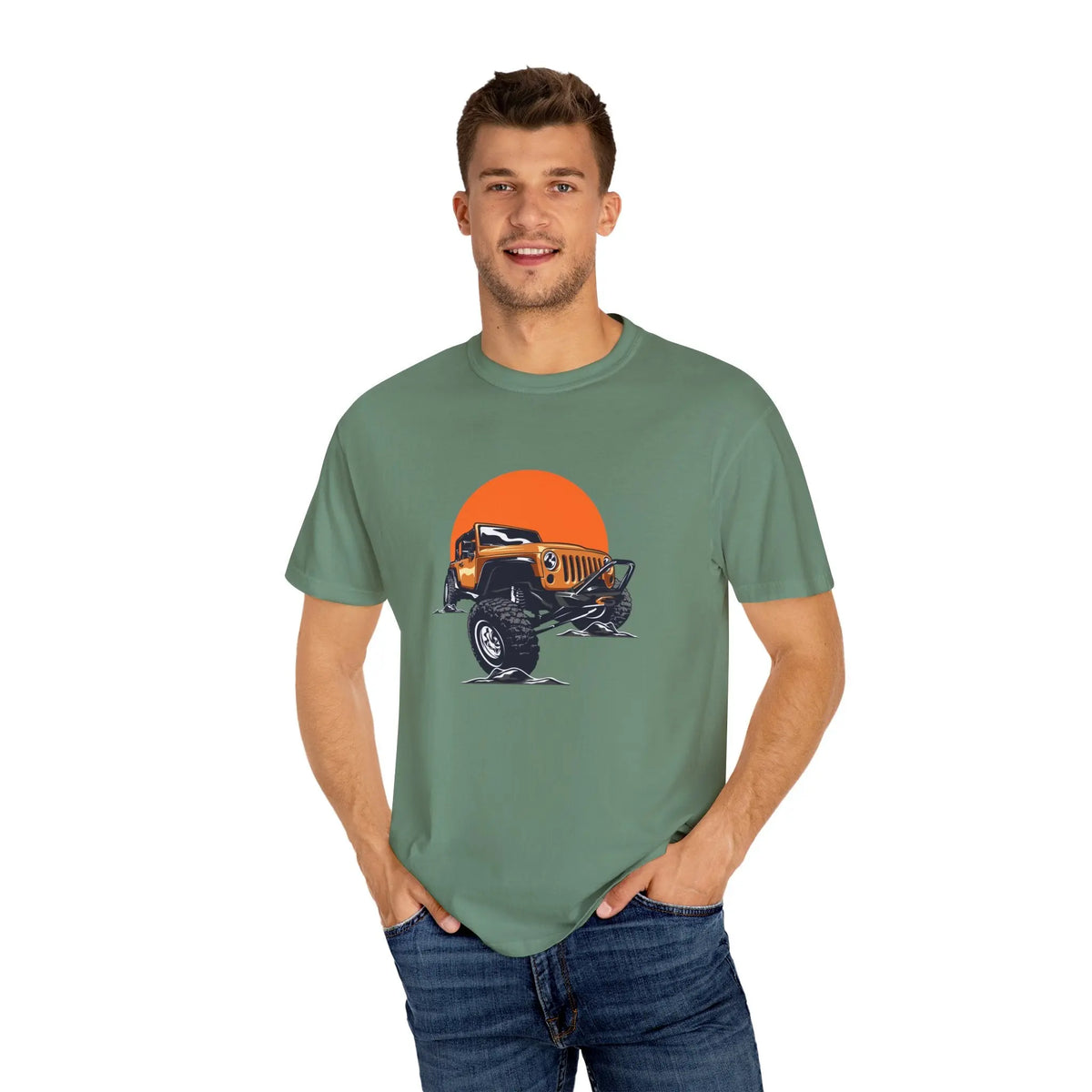 Adventurous Off Road Car Sunset Graphic Design T-Shirt - Sinful Threads