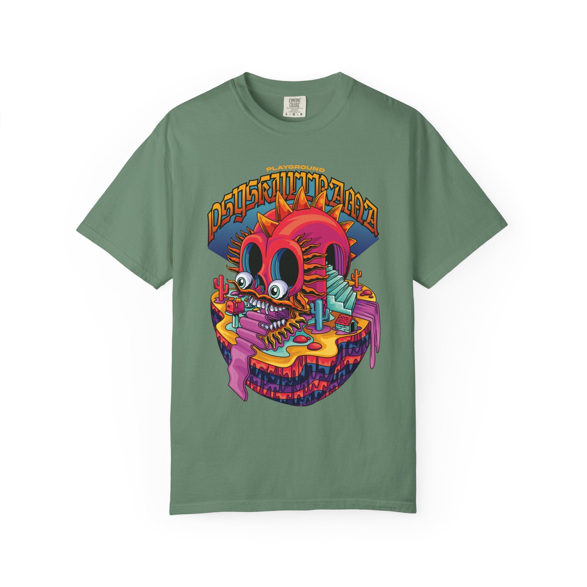 Surreal Skull Playground Tee – Weirdcore Skull Shirt – Colorful Art - Sinful Threads