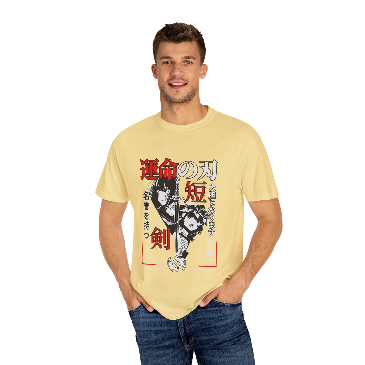 Anime Manga Tee - Black White Sword Design - Japan Gift