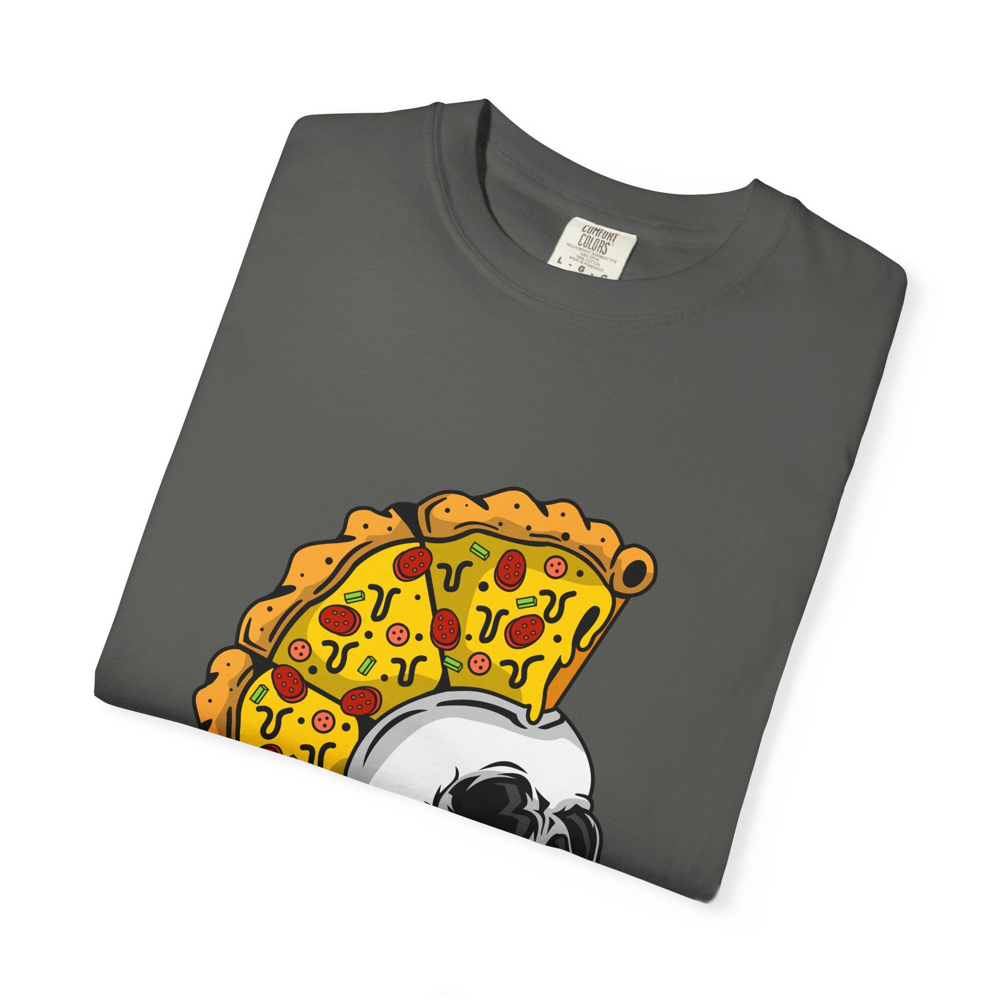 Pizza Mohawk Skull Funny Graphic Unique Design T-Shirt - Sinful Threads