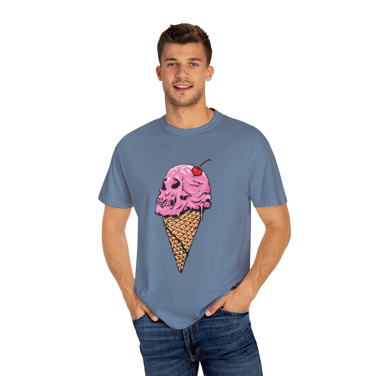 Skull Ice Cream Art With Cherry On Top Design T-Shirt