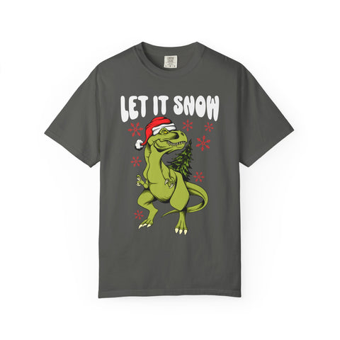 Christmas Dinosaur Tee - Santa T-Rex - Let It Snow Gift