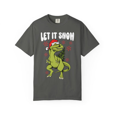 Christmas Dinosaur Tee - Santa T-Rex - Let It Snow Gift - Sinful Threads