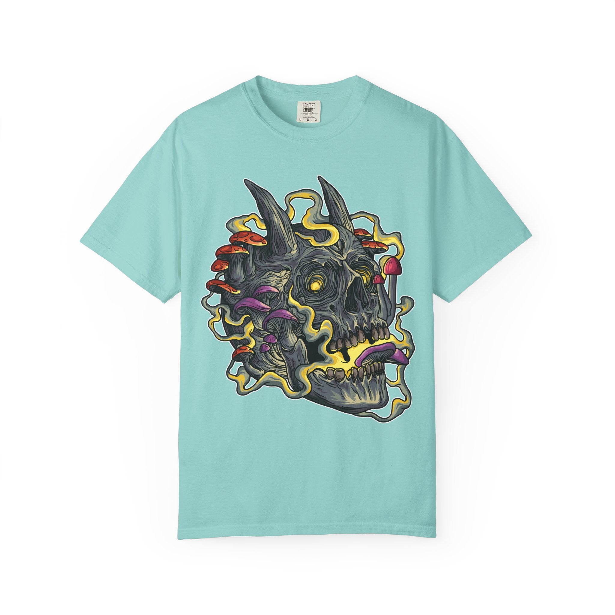 Gothic Mushroom Tee - Horned Skull Deathcore Shirt Gift - Sinful Threads