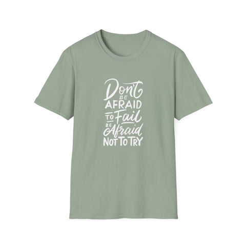 Sage green t-shirt with motivational quote on a white background