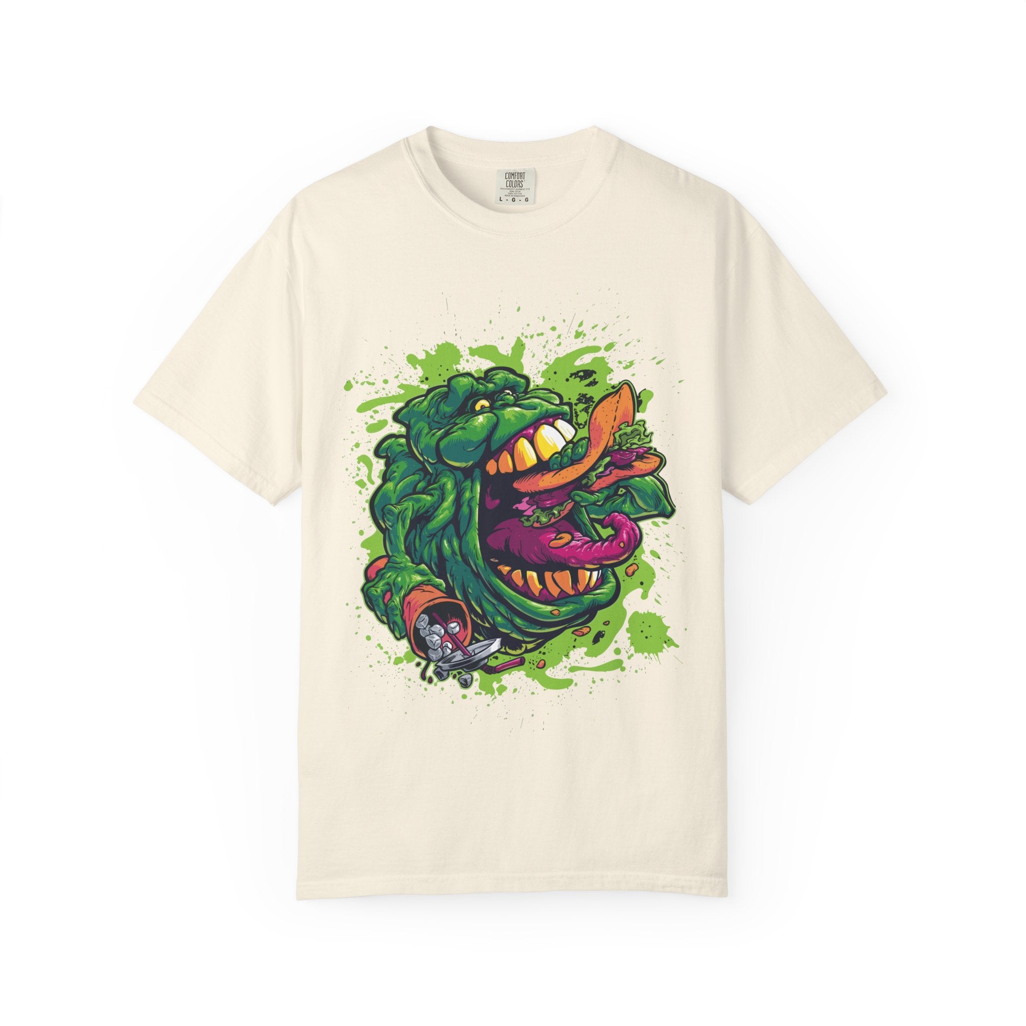 Green Slimy Ghost Tee – 80s Movie Fan Shirt with Humor - Sinful Threads