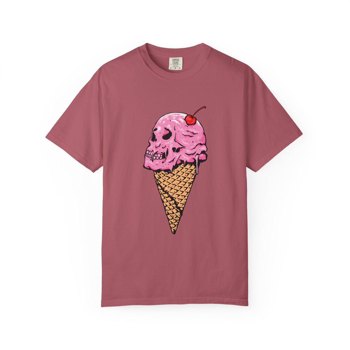 Skull Ice Cream Art With Cherry On Top Design T-Shirt