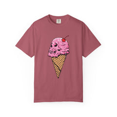 Skull Ice Cream Art With Cherry On Top Design T-Shirt