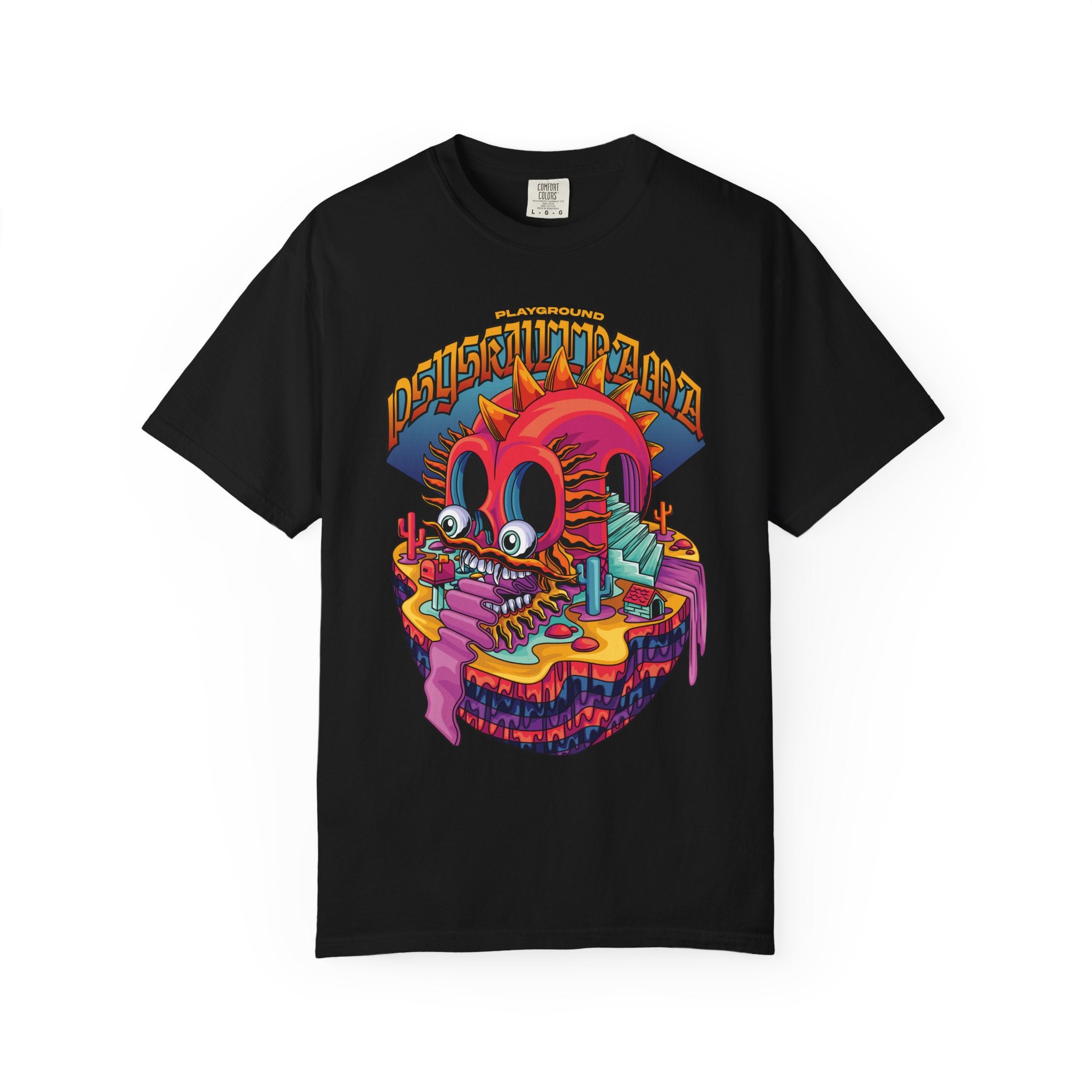 Surreal Skull Playground Tee – Weirdcore Skull Shirt – Colorful Art - Sinful Threads