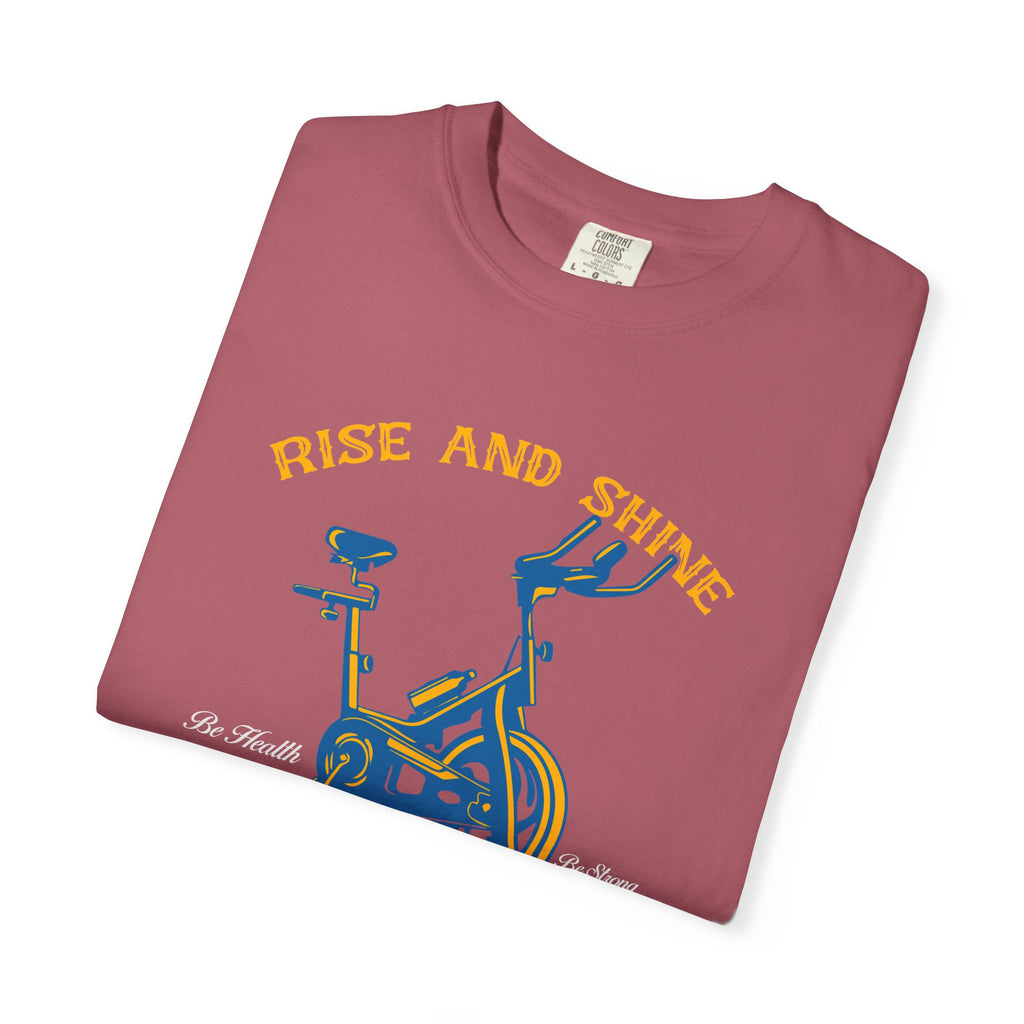 Rise And Shine Workout Time Indoor Bike Fitness T-Shirt - Sinful Threads