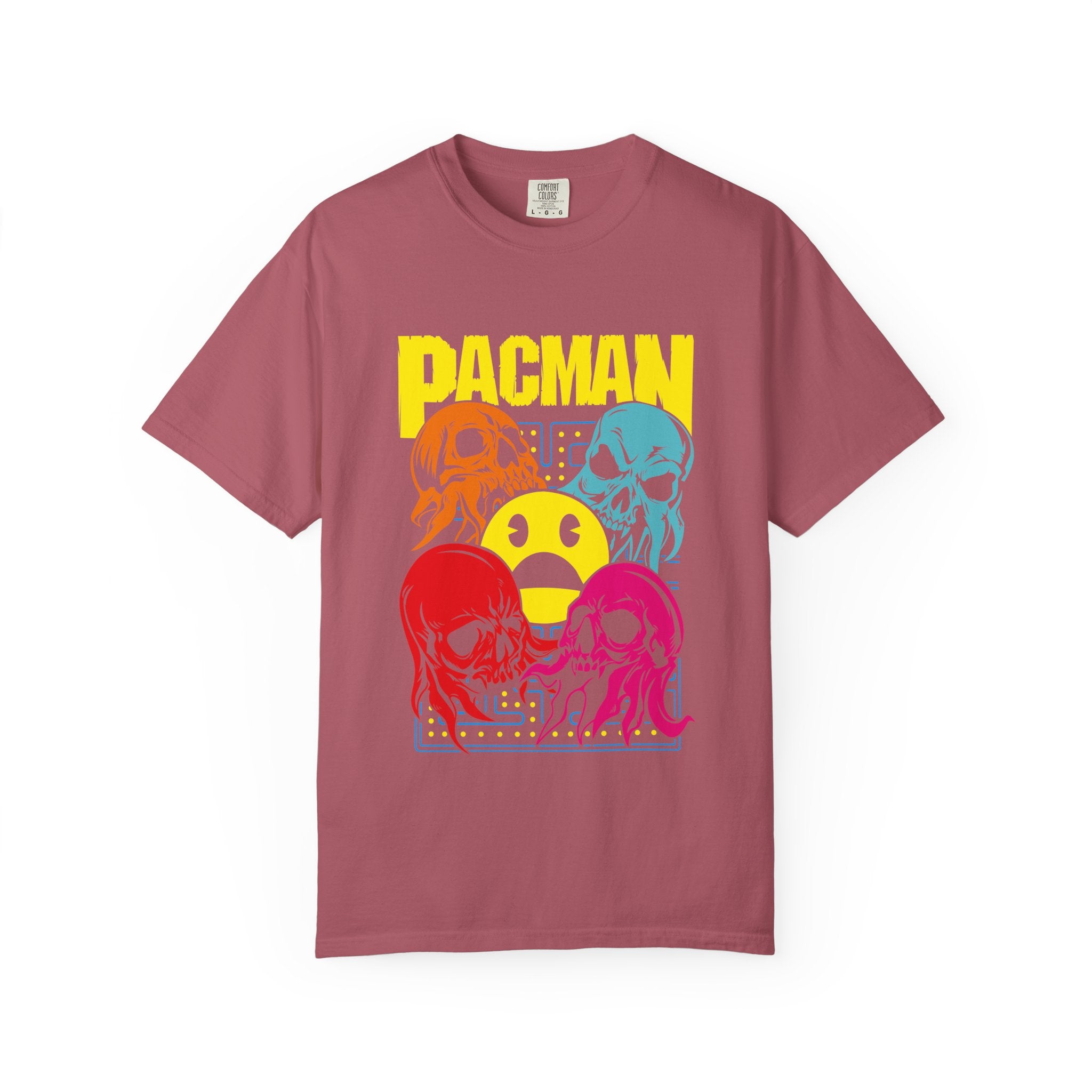 80s Arcade Pacman Ghost Skull Tee Retro Gaming Geeky Gift - Sinful Threads