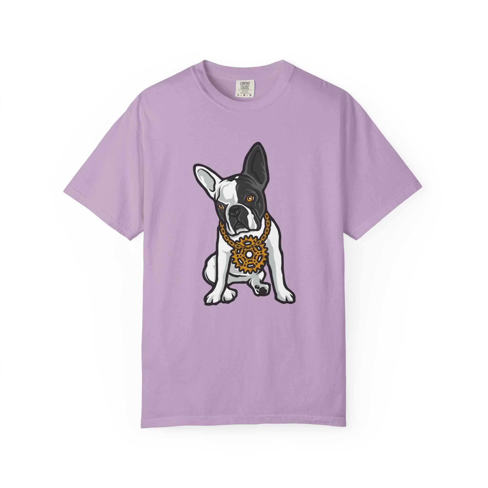 Cartoon French Bulldog with Gear Necklace Cool Dog T-Shirt - Sinful Threads
