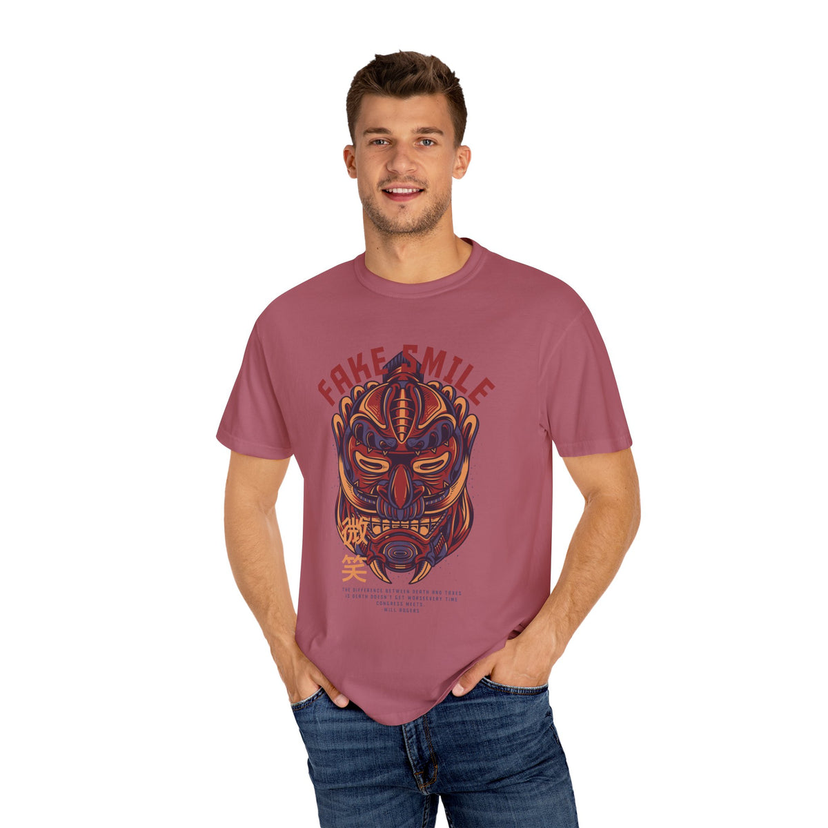 Fake Smile Japanese Mask Quote Art Design Graphic T-Shirt