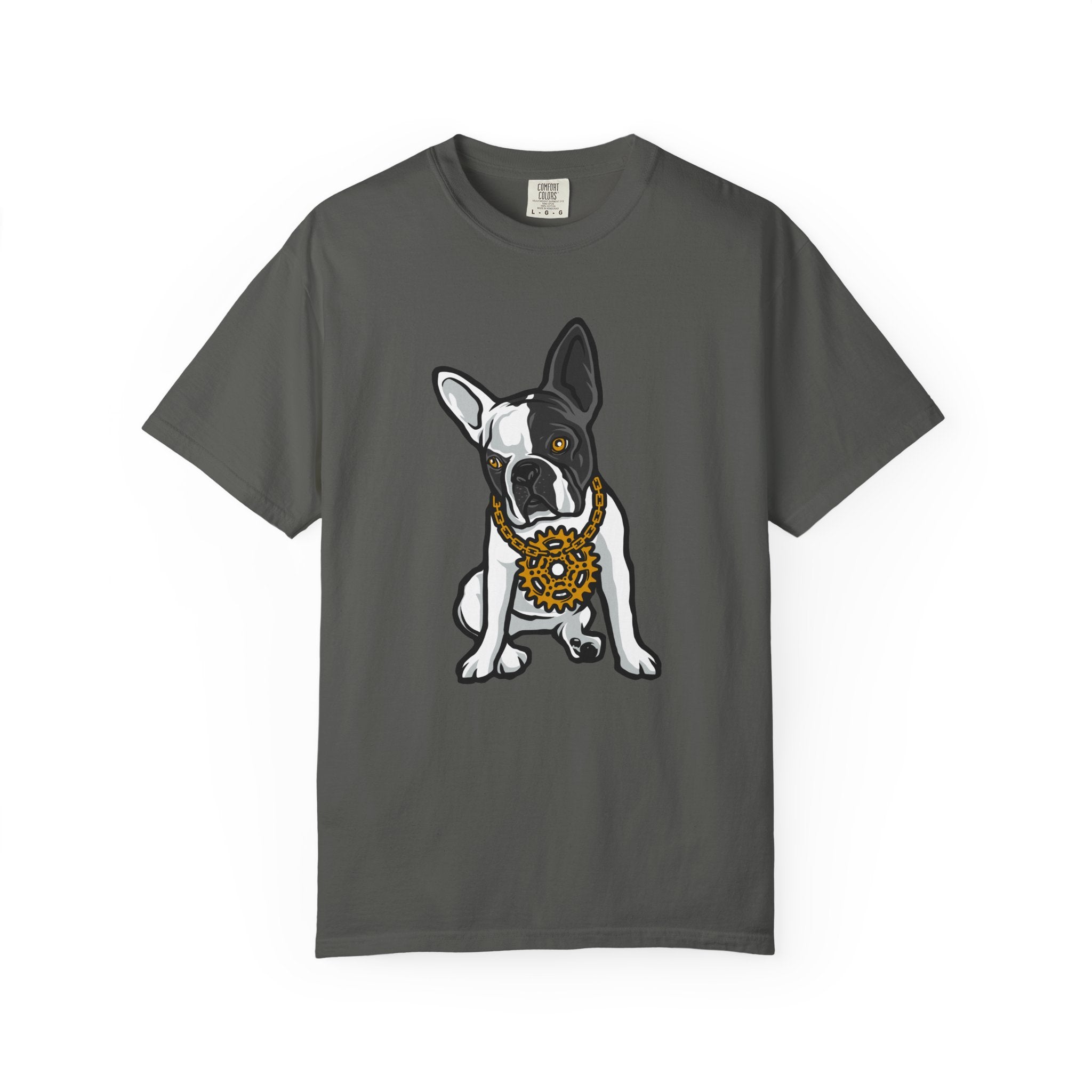 Cartoon French Bulldog with Gear Necklace Cool Dog T-Shirt - Sinful Threads