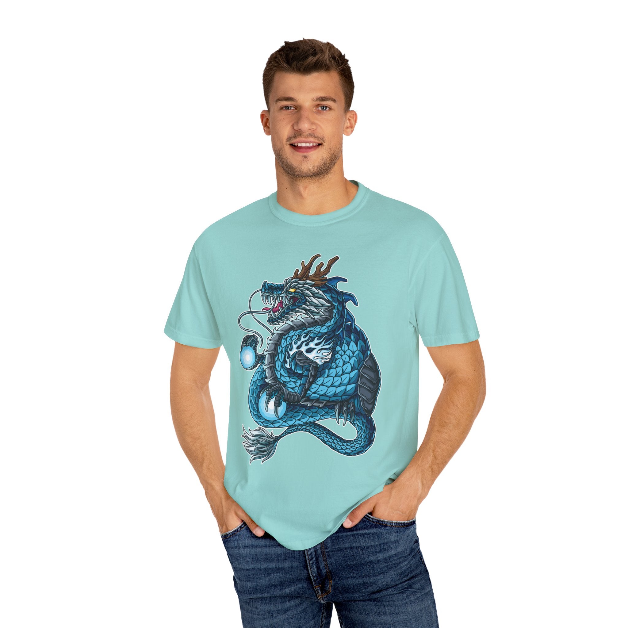 Eastern Dragon Tee - Blue Fantasy Mythical Creature Gift - Sinful Threads